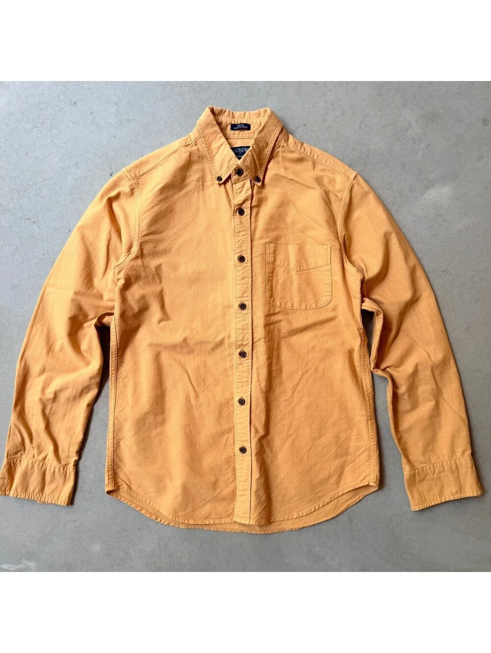 J.Crew Slim Untucked Garment Dye Button-Down Shirt in Mustard, Size S